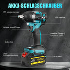 Schlagschrauber Akku 1000Nm für Makita 18V Batterie 3000RPM mit 2pcs 21V 4,0Ah Akku 1/2 Zoll Bürstenloser mit 6 Schlagbuchsen für Schraube und Mutter Auto LKW Reifen Removal