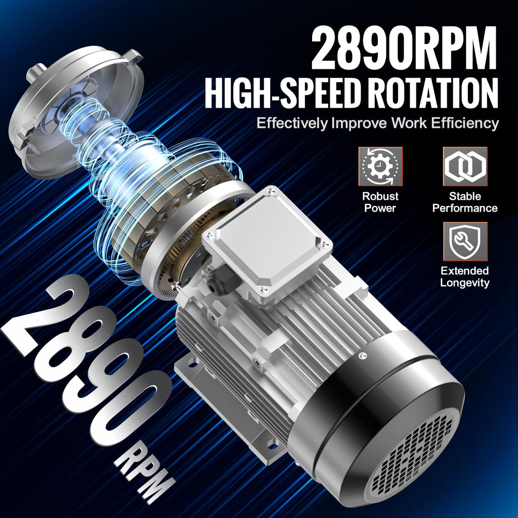 VEVOR 2,2 kW Elektromotor 2890 U/min, AC 400 V 4,7 A, 90 l, B3-Rahmen, Luftkompressormotor 3-phasig, 24 mm Keilwelle, Rechts-/Linkslauf für landwirtschaftliche Maschinen und allgemeine Geräte