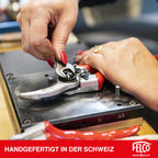 FELCO 8 Bypass-Gartenschere für Rechtshänder, ergonomisch für große Hände, 52 mm Stahlklinge, 25 mm Schnittdurchmesser, Stoßdämpfer, geschmiedete Aluminiumgriffe, abgewinkelter Schneidkopf, Swiss Made