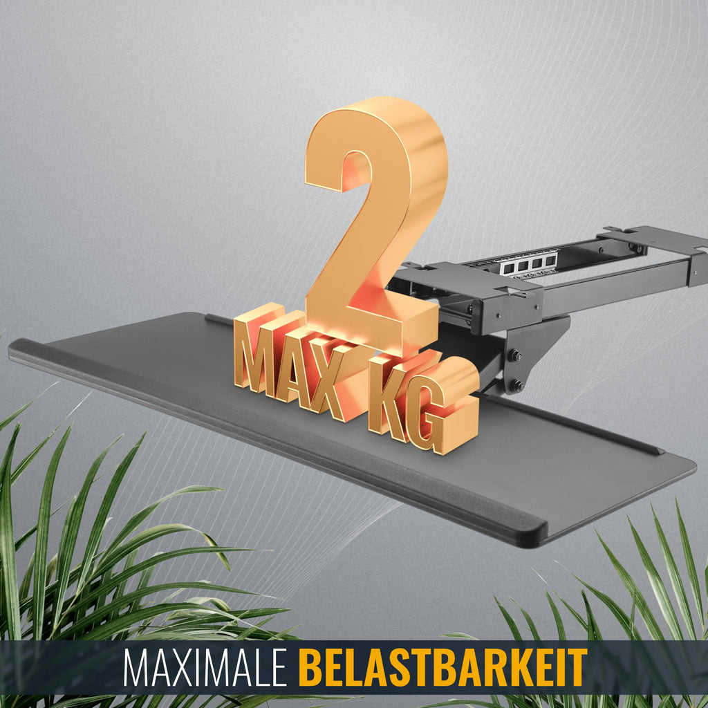 RICOO Tastaturschublade - Unter Schreibtisch Ausziehbar Schwenkbar Neigbar Tastatureinschub PC Tastaturauszug Auflage CZ0200 Ergonomisch Universal Halterung Tischmontage Ablage
