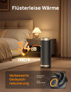 Dreo 2000W Smart Heizlüfter fürs Schlafzimmer, 16 Zoll Tragbarer Heizstrahler mit 70° Oszillation, Thermostat & Fernbedienung, 3 Modi, 3 Geschwindigkeiten, 12h Timer Elektroheizung für Räume