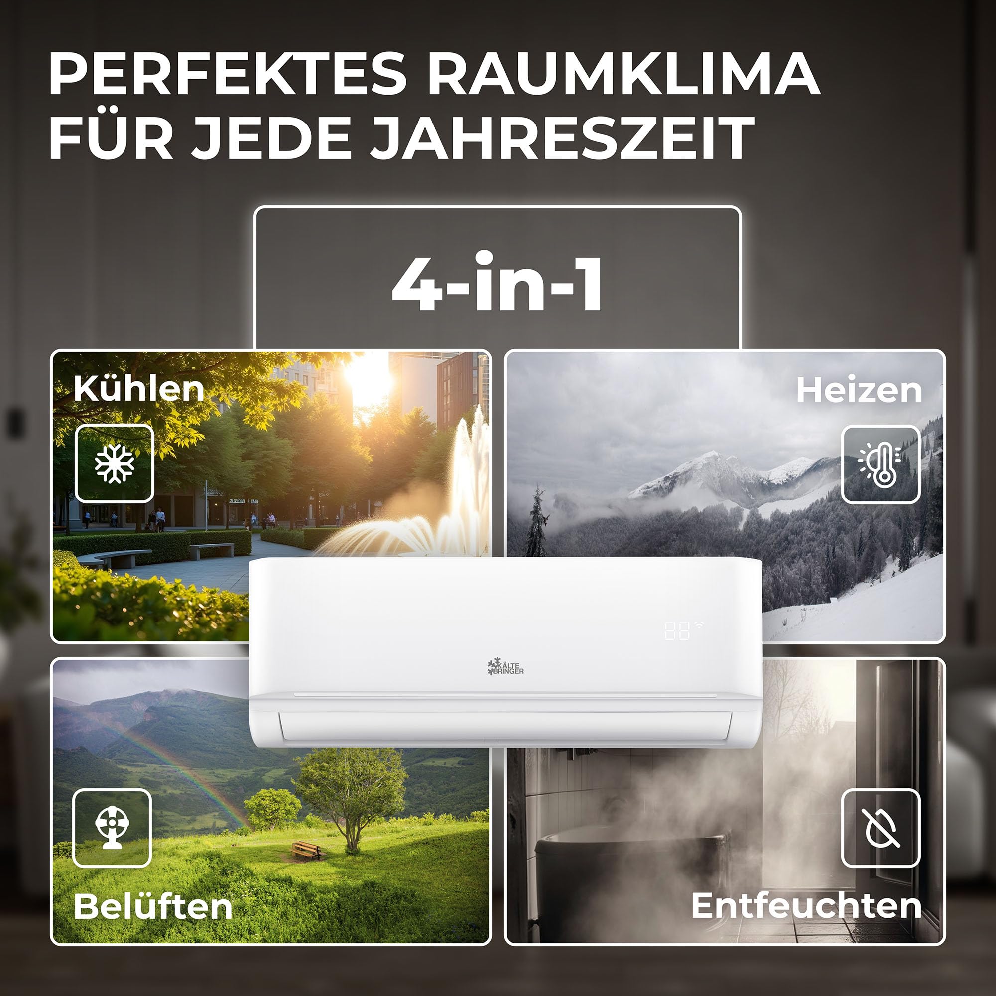 Kältebringer Split Klimaanlage Quick Connect - 18000 BTU (5,3 kW) - Klimagerät mit Heizfunktion, WiFi & App, bis 91qm, sehr leise - 5m Kupferleitung, Kältemittel R32, Montagematerial, Wandhalterung