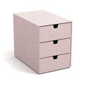BIGSO INGRID Schubladenbox für Dokumente und Bürobedarf – Schreibtisch Organizer mit 3 Schubladen – Ablagesystem aus 100% recycelter Faserplatte und Papier in Leinenoptik – rosa