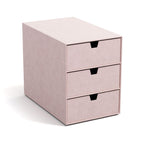 BIGSO INGRID Schubladenbox für Dokumente und Bürobedarf – Schreibtisch Organizer mit 3 Schubladen – Ablagesystem aus 100% recycelter Faserplatte und Papier in Leinenoptik – rosa