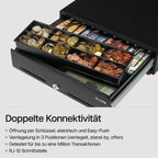 Safescan SD-3540 Standard-Duty Kassenschublade mit 4 Fächern für Banknoten und 8 für Münzen - Kassenlade mit RJ-12 Anschluss (z.B. Registrierkasse) - Solide Kassenschublade von 35 x 40,5 x 10,5 cm