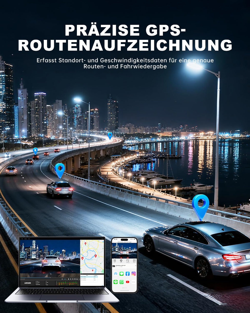 JOMISE 4K+4K Dashcam vorne und hinten, ultraschnelle Ethernet-Datenübertragung (20 Mbps) & stabiles WiFi 6, Touchscreen camera auto mit GPS, Nachtsicht, 24h Parküberwachung, Speicher bis 1TB (A80 Pro)