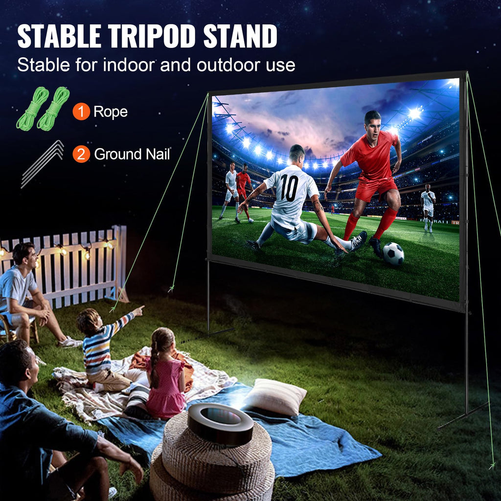VEVOR Projektion Beamer Leinwand mit Ständer 120 Zoll HD 4K Outdoor Indoor Projektor Screen Schnelles Klappbare Tragbare Filmleinwand 16: 9 für Heimkino, Camping, Freizeitveranstaltungen usw. Schwarz