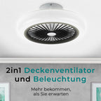 Noaton® Polaris 11045B Deckenventilator mit Beleuchtung, Schwarz, LED Dimmbar, 3 Farbtemperaturen, Fernbedienung, Timer, Luftdurchsatz bis zu 60 m3/min, für Wohnzimmer Schlafzimmer, Durchmesser 45cm