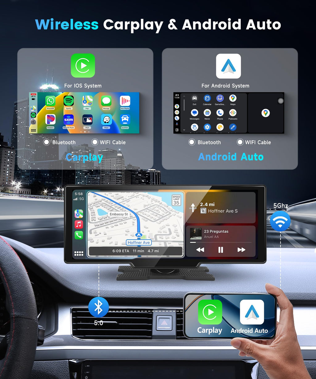 10,26-Zoll CarPlay Android Auto Autoradio, IPS-Touchscreen-Digitalempfänger fürs Auto mit Bluetooth, Navigation, Mirror Link, Auto-Player mit Siri/GOO-gle, TF/AUX-Eingang