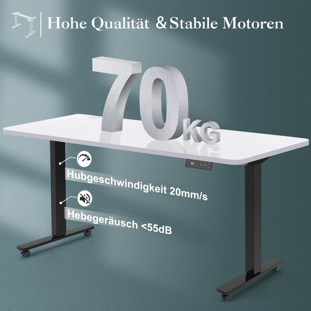 JUMMICO Höhenverstellbarer Schreibtisch Gestell mit USB-Buchse und Kabelwanne, Elektrisch Stufenlos Höhenverstellbar Ttischgestell mit Rollen, Steh Schreibtisch Stehpult（Schwarz）