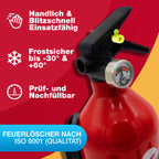 Feuerlöscher Auto 1kg + Nothammer Auto mit Gurtschneider [INKL. NOTFALLKARTE] - Strengste Qualitätssicherung - Notfallhammer, PKW Autofeuerlöscher, kfz, klein