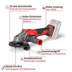 Einhell Professional Akku-Winkelschleifer AXXIO 18/125 Q Li-Solo Power X-Change (18 V, 700 W, 125 mm Scheiben-Ø, 33 mm Schnitttiefe, Brushless, Quick-Fix-Nut, ohne Trennscheibe, ohne Akku)