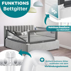 KESSER® Bettschutzgitter 200cm Reise Bett Rausfallschutz verstellbar Bed Guard Rail Bumper, Kinder/Baby, Bettgitter Klappbar, Kinderbett Kinderbettschutzgitter, Tasche, Dunkelgrau, Höhe: 72 bis 96cm