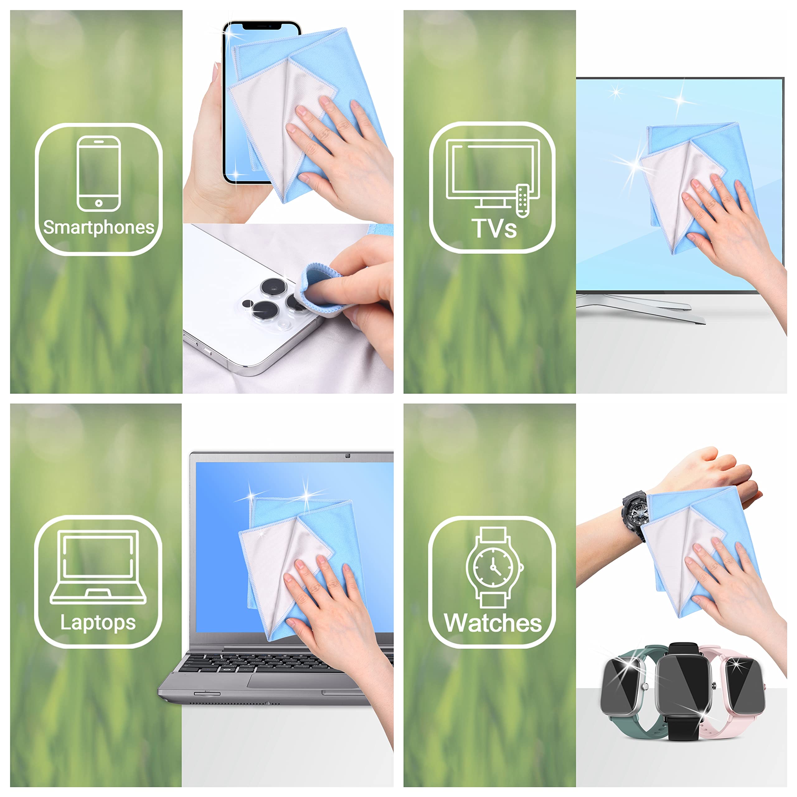 Übergroße Mikrofaser-Reinigungstücher XL - 5er Pack - 12 x 12 Zoll - Doppelseitige Reinigungstücher - Mikrofaser- und Wildledertuch für Smartphones, LCD-Fernseher, Tablets, Laptop-Bildschirme