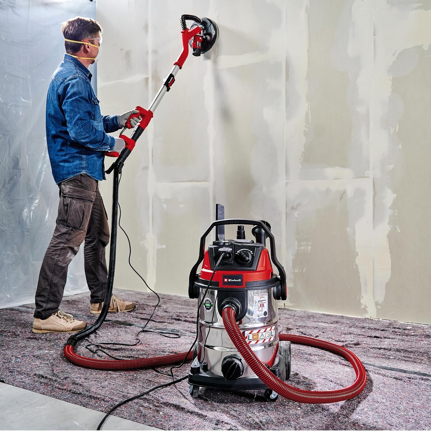 Einhell Nass-Trockensauger TE-VC 2025 SACL (Staubschutzkl. L, für Staubpartikel mit AGW-Werten >1 mg/m³, 25l-Edelstahltank, Filterreinigung, Gerätesteckdose, inkl. Düsen u. Filter)