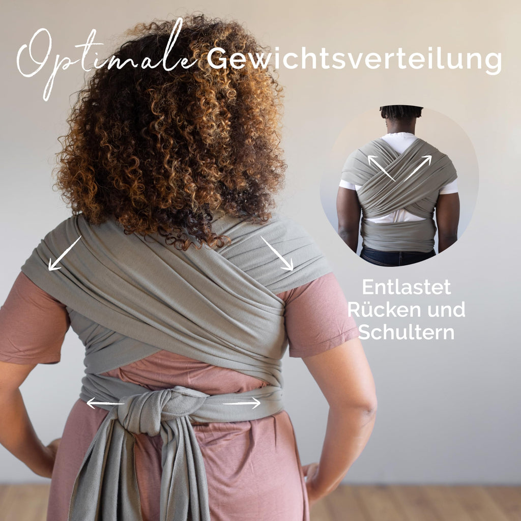 Boba Babytragetuch ab Geburt bis 15 kg - Kuschelweiches & Stützendes Baumwollfrottee, Tragetuch Baby Neugeboren bis Kleinkind, Einfach zu Binden (Grau)