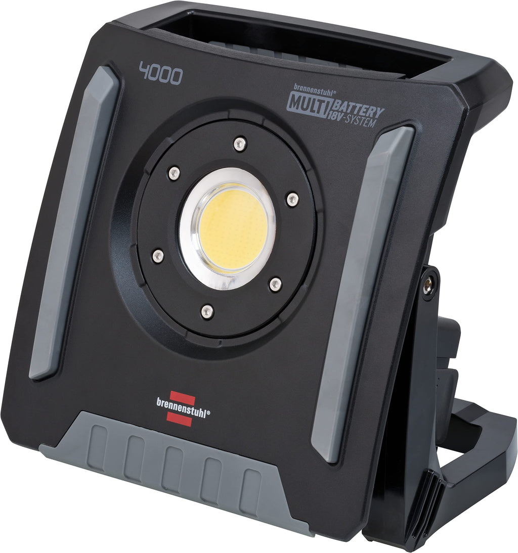 Brennenstuhl Professional Multi Battery LED Akku Baustrahler 4000 MA (40W, 4500lm, IP65, Arbeitsleuchte kompatibel mit 18V Akkus 10 verschiedener Hersteller, ohne Akku, Engineered in Germany)