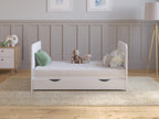 Love For Sleep Babybett Beistellbett 120x60 cm mit Schublade & Matratze - Kinderbett Baby Bett Holz Weiß, Babybett Komplett Set - Kinderbett Babybett Mitwachsend Gitterbett