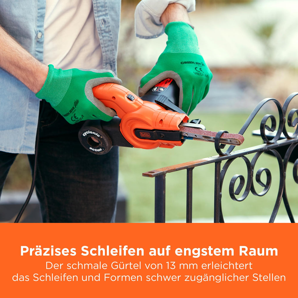 BLACK+DECKER 350W, 13mm Feilenschleifer mit 3 Schleifbändern & Staubsammelsystem, KA900E-QS