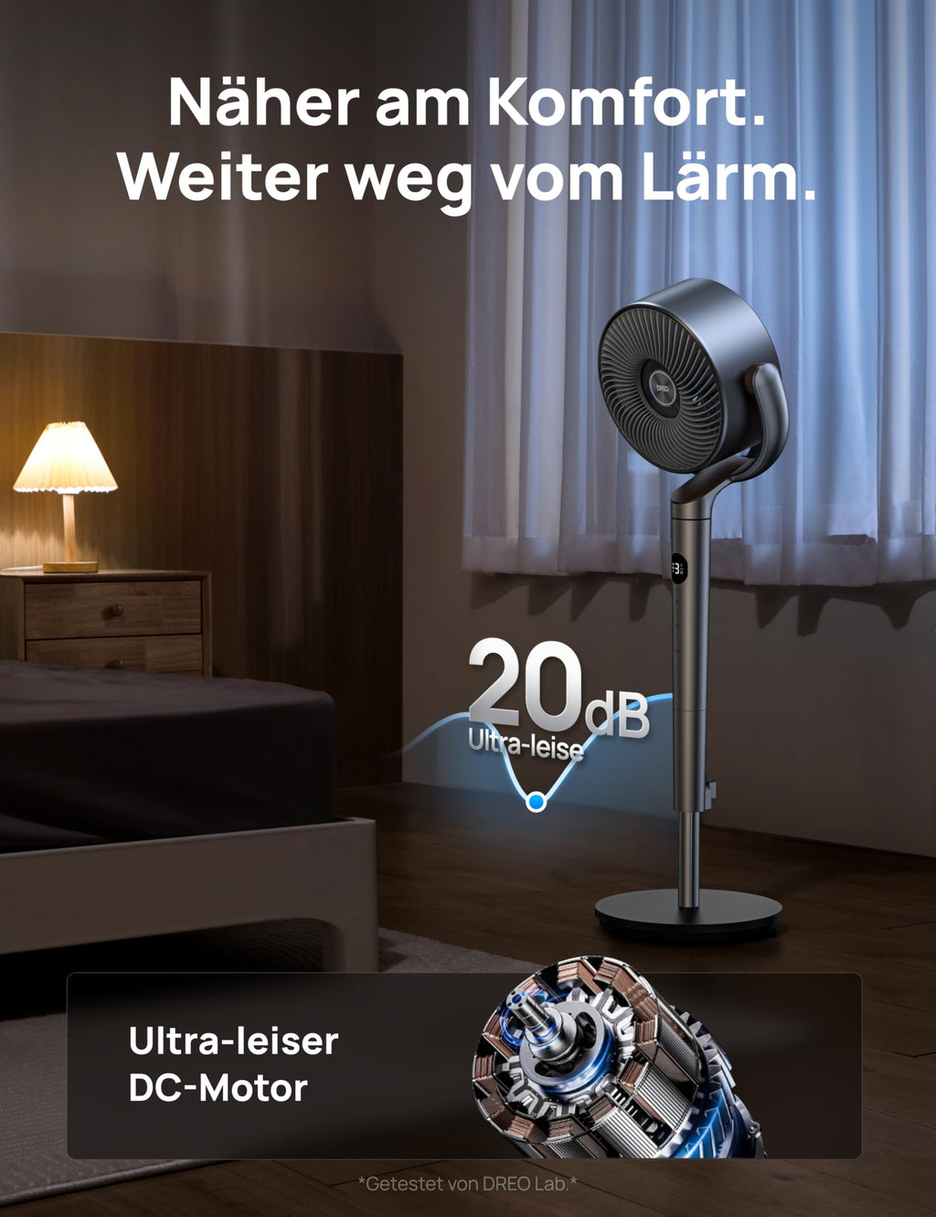 Dreo 20dB leiser Standventilator, 120°+120° Omni-direktionale oszillierende Ventilator, 26M Windentfernung, 1200m³/h Luftvolumen Echt Turbo-Luftzirkulator Fans, 102CM Höhe 3 Modi 8-Geschwindigkeit