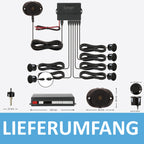 VSG24 Premium Wohnmobil Einparkhilfe zum nachrüsten, PDC Parksensoren hinten mit Stecksystem für einfachste Montage, Lautsprecher akustisch - 6 Rückfahrwarner Sensoren Parkhilfe Nachrüstsatz Schwarz