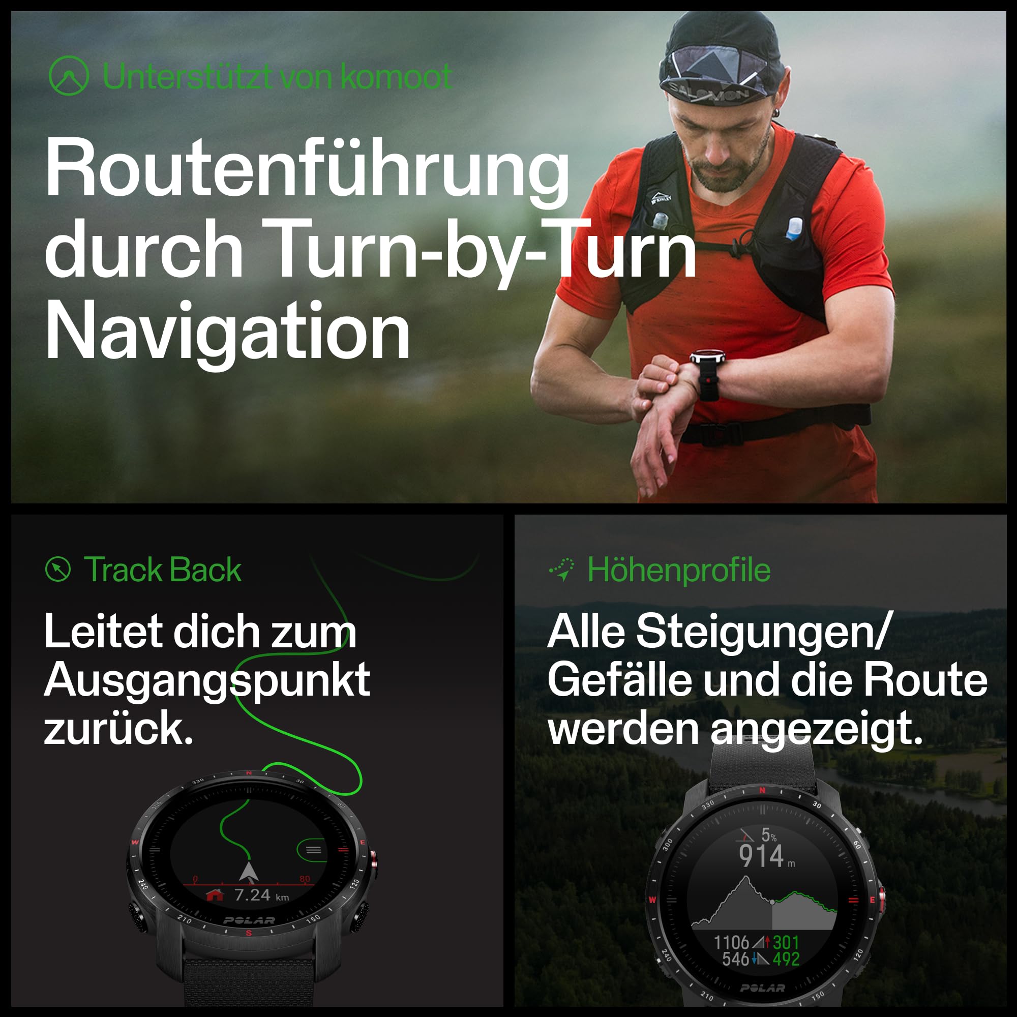 Polar Grit X Pro – GPS-Multisportuhr – Strapazierfähigkeit auf Militärstandard, Saphirglas, Pulsmessung am Handgelenk, Lange Akkulaufzeit, Navigation – Ideal für Outdoorsport, Geländelauf, Wandern