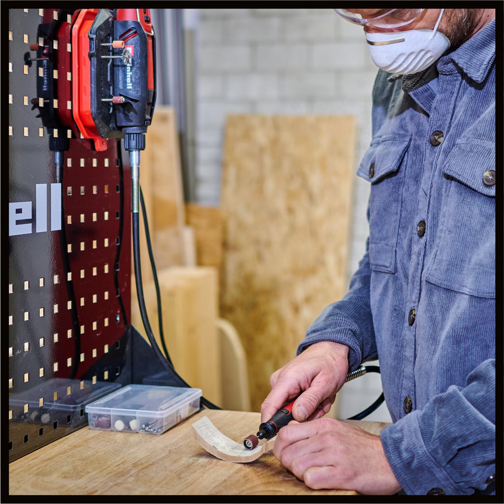 Einhell Schleif- und Gravur-Werkzeug TC-MT 150 E (150 W, Drehzahlelektronik, max. 35000 U/min, Spindelarretierung, inkl. 117-teiliges Zubehör)