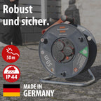Brennenstuhl Garant V2 IP44 Kabeltrommel 50m outdoor (Made in Germany, 3 Schutzkontakt-Steckdosen, Spezialkunststoff)