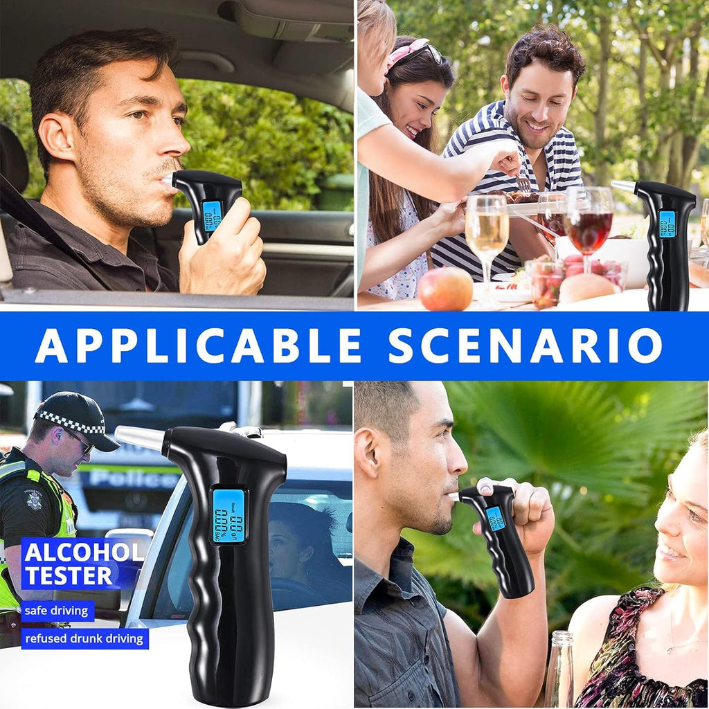 RUTIDA Alkoholtester, Promillemessgerät Polizeigenau Alkoholmessgeräte mit 14 Mundstücken, Professioneller Alkohol Tester mit Digitaler LCD Bildschirm