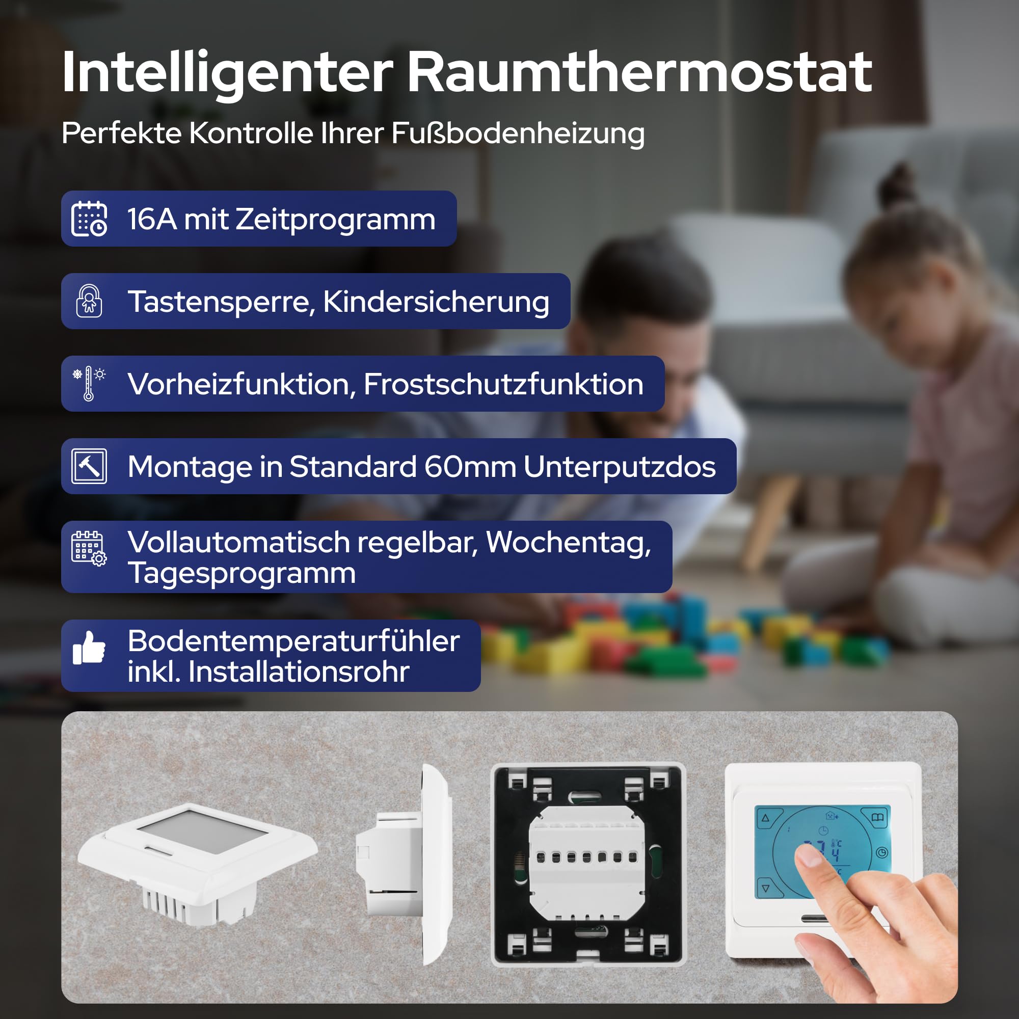 VILSTEIN® Elektrische Fußbodenheizung [150W/m²] - Bodenheizung Elektrisch geeignet für Laminat, Fliesen & mehr - Elektro Fussbodenheizung - Elektrische Heizmatte Fußboden - (14x0.5m - 7qm)