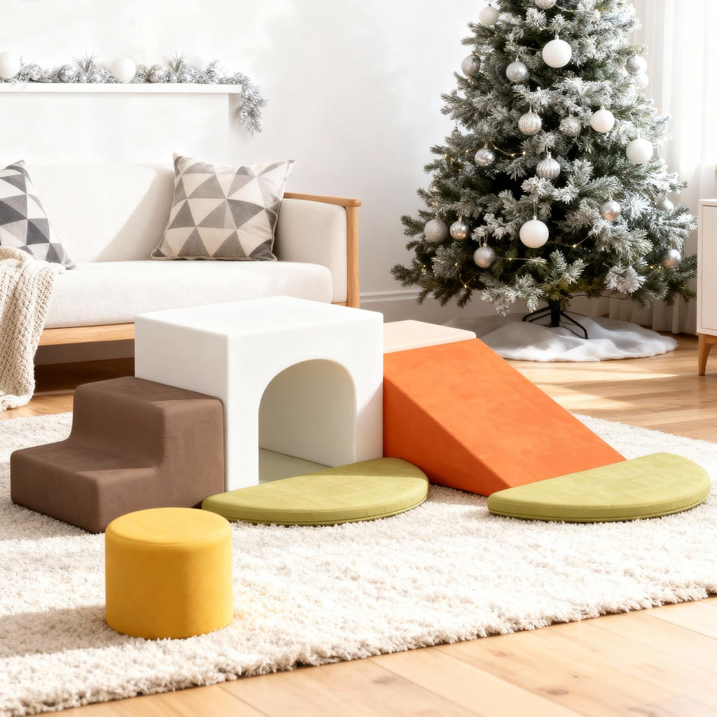 BanaSuper Schaumstoff-Kletterblöcke für Kinder, Schaumstoff Bausteine XXL, EN71-zertifiziert & rutschfest, Kinder Montessori Spielzeug, Waschbare Hülle für Indoor-Spaß, Baby Soft Playset(Bunt)