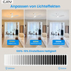 CJOY Deckenventilator mit Beleuchtung, 107 cm Deckenventilator mit Beleuchtung und Fernbedienung Leise, DC Umkehrbar, Speicher 3CCT, Dimmbar, 6 Geschwindigkeiten, Zeitschaltuhr Für Schlafzimmer