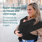 Koala Babycare Tragetuch Baby Neugeborene - Einfach Anzuziehen für Mütter und Väter - Babytrage Multi-Use Bis 9kg - Babytragetuch Schwarz