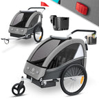 KESSER® Kinderfahrradanhänger Sport-RX 2in1 Jogger & Buggy 5-Punkt-Gurt Sicherheitsgurt 360° Vorderrad Kinderfahrradanhänger Reflektoren für 1-2 Kinder (max. 40 kg) Getränkehalter & Smartphonefach