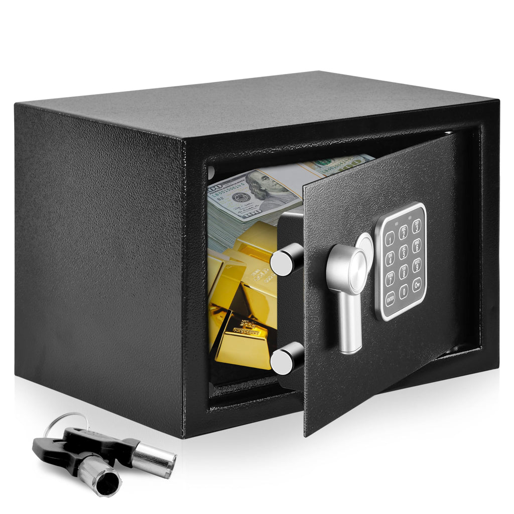 SereneLife Tresor, Elektr. Safe- 15L, 31x20x20cm- Kompakt, Robust mit Gepolsterter Innenraum & Zahlenschloss, Sicher für Bargeld, Schmuck & Wertsachen, Doppelbolzen, Für Zuhause & Büro