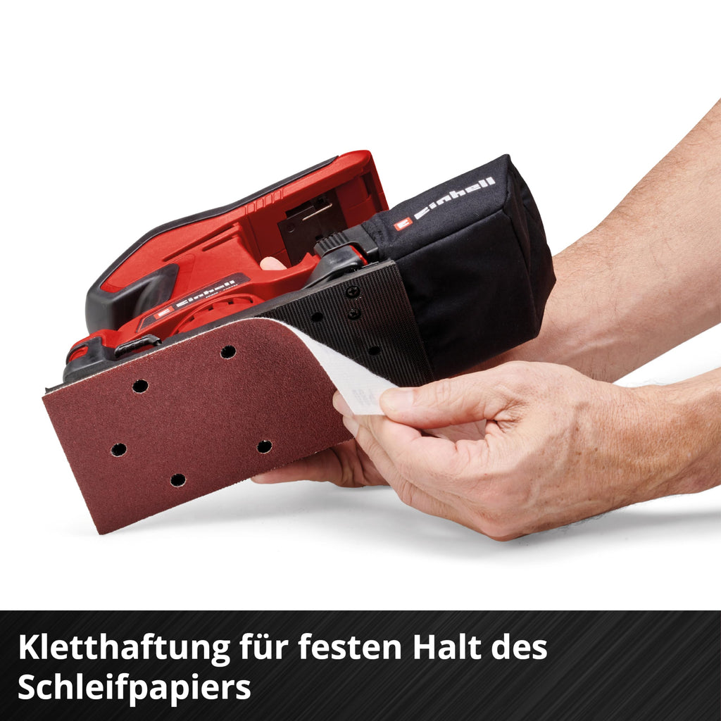Einhell Akku-Schwingschleifer TC-OS 18/187 Li Solo Power X-Change (Lithium-Ionen, Micro-Klett, Griffflächen mit Softgrip, inkl. 1x Schleifpapier, ohne Akku und Ladegerät)