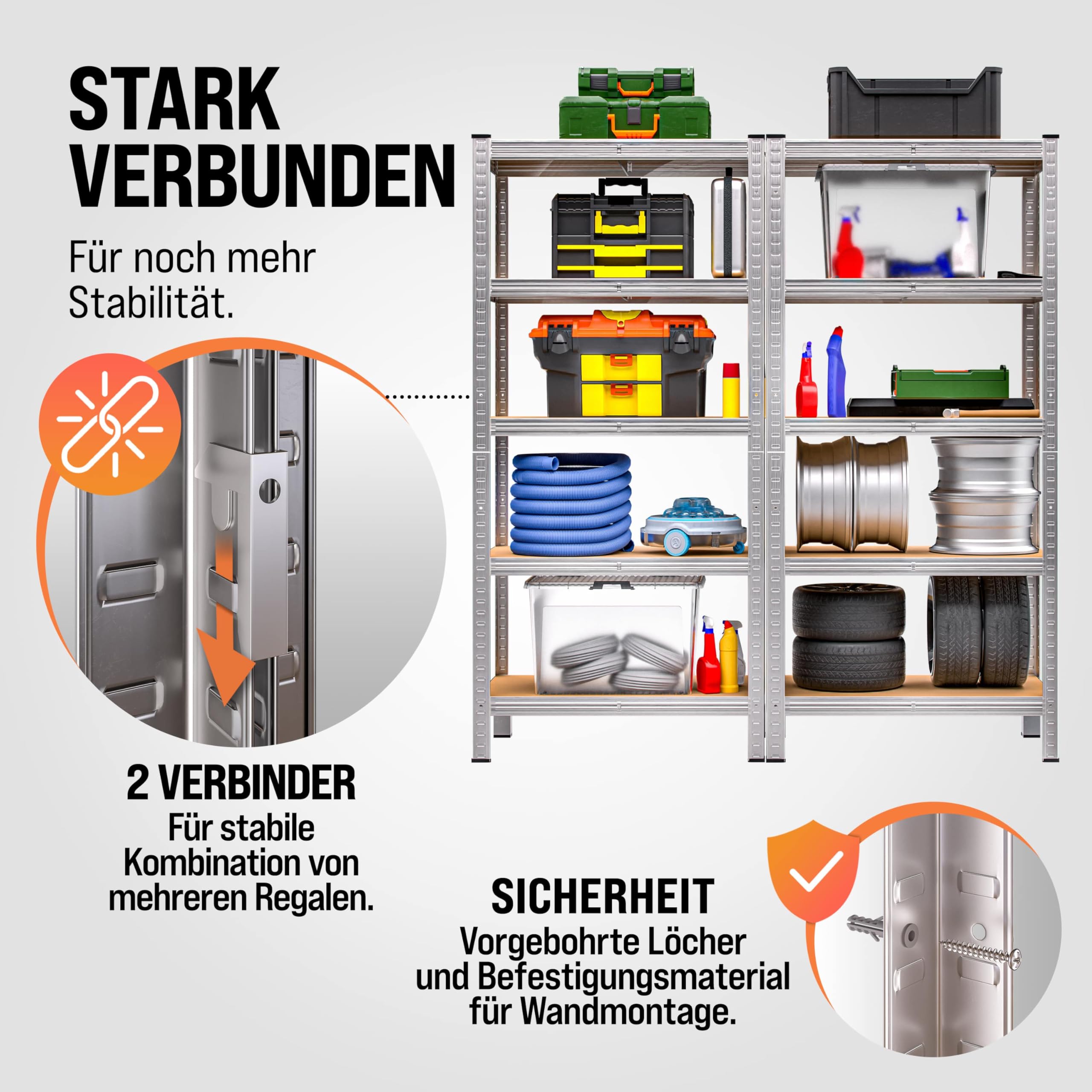 Monzana 2X Schwerlastregal 170x75x30cm 350kg 5 MDF-Platten Regal Lagerregal Kellerregal Steckregal Werkstattregal