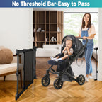 Ausziehbar Türschutzgitter,Babygitter,Treppenschutzgitter,Hundegitter,80-140cm Breit, 71cm Hoch, Wohnung Türgitter Öffnung in Zwei Richtungen