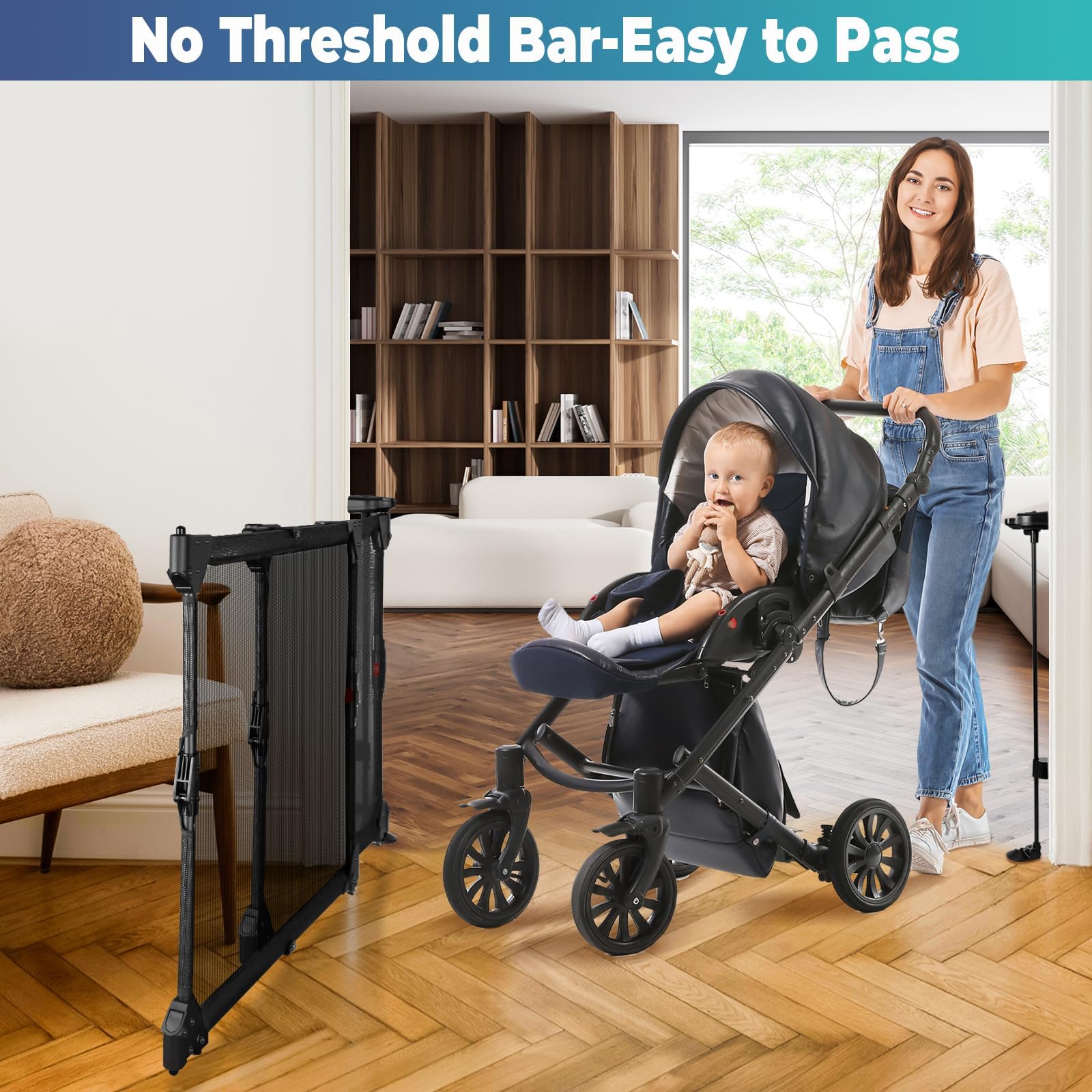 Ausziehbar Türschutzgitter,Babygitter,Treppenschutzgitter,Hundegitter,80-140cm Breit, 71cm Hoch, Wohnung Türgitter Öffnung in Zwei Richtungen