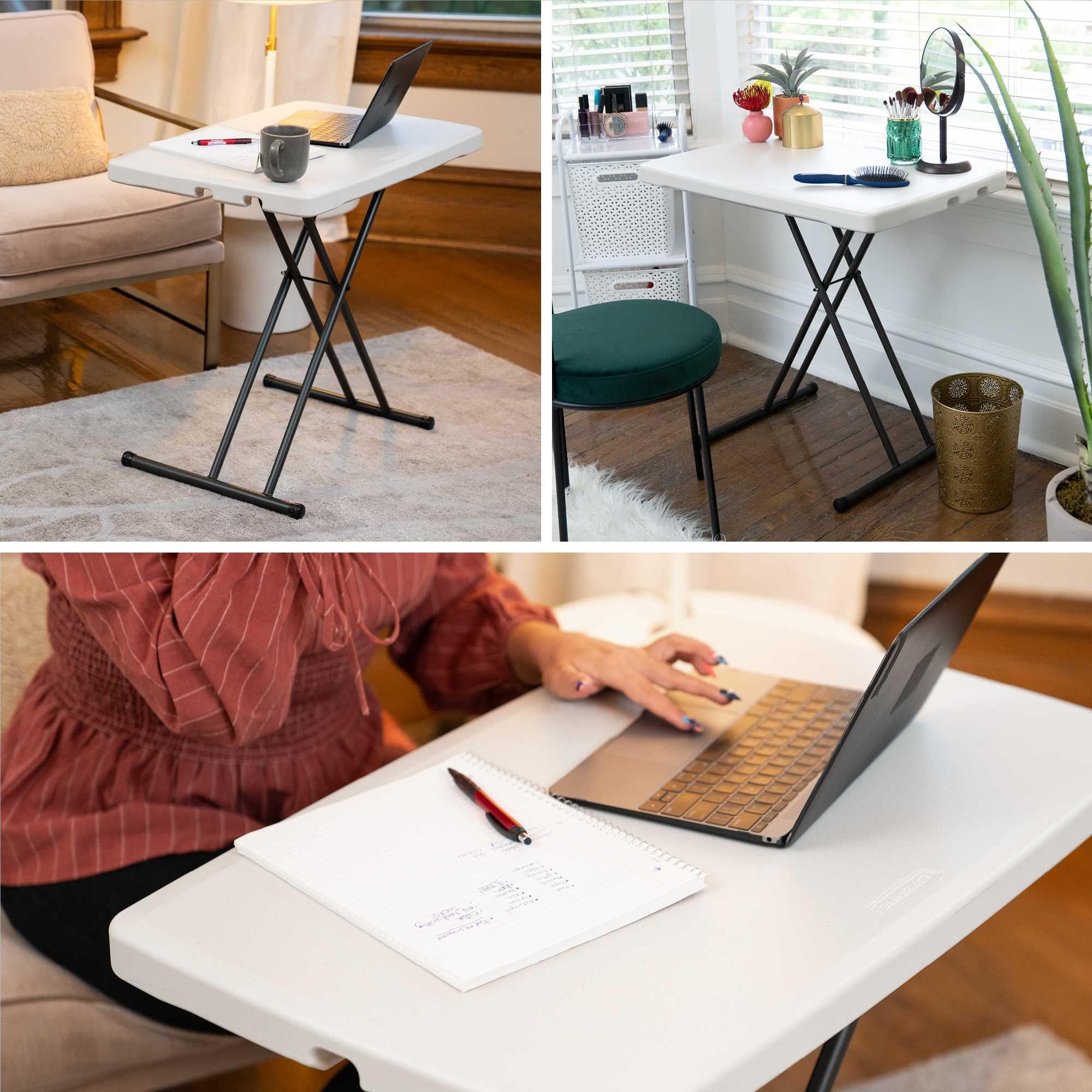 LIFETIME 28240 Verstellbarer Klapptisch für Laptop, TV-Fach, 30 Zoll (76,2 cm), mandelfarben