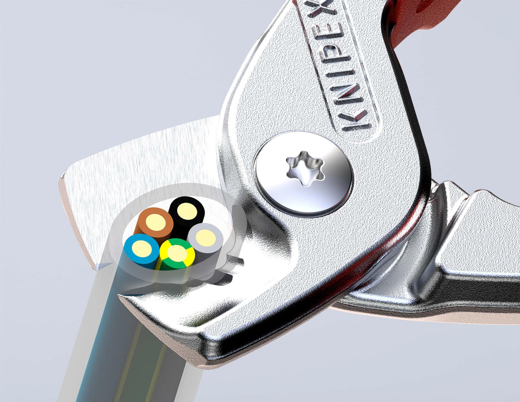 KNIPEX StepCut Kabelschere verchromt isoliert mit Mehrkomponenten-Hüllen, VDE-geprüft 160 mm, 95 16 160