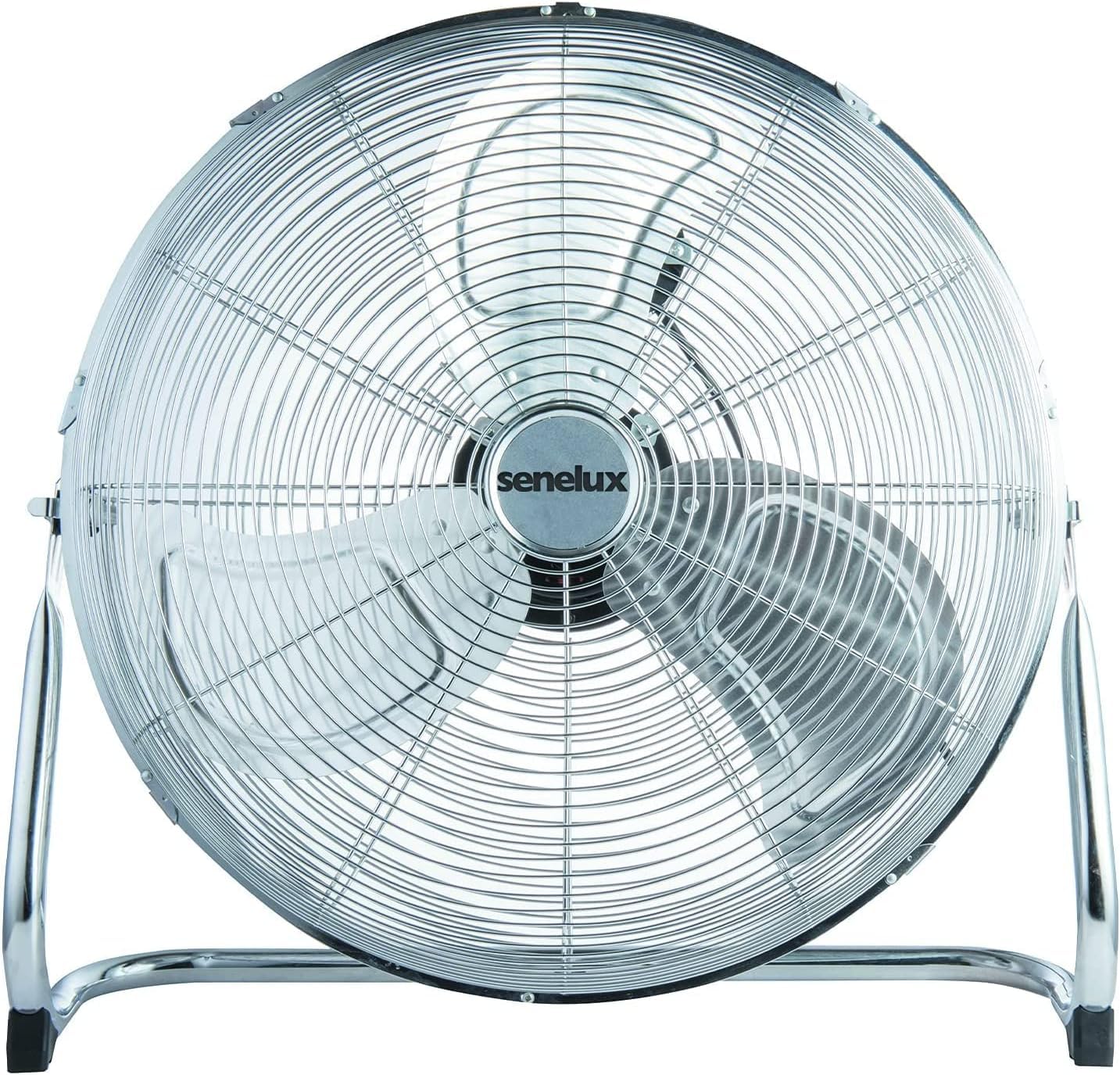 Senelux Bodenventilator – Fitnessstudio-Ventilator aus Chrom – 16-Zoll-elektrischer tragbarer Kühlventilator für den Heim-/Fitnessraum-/Bürogebrauch – 3 Geschwindigkeitseinstellungen mit Kippfunktion