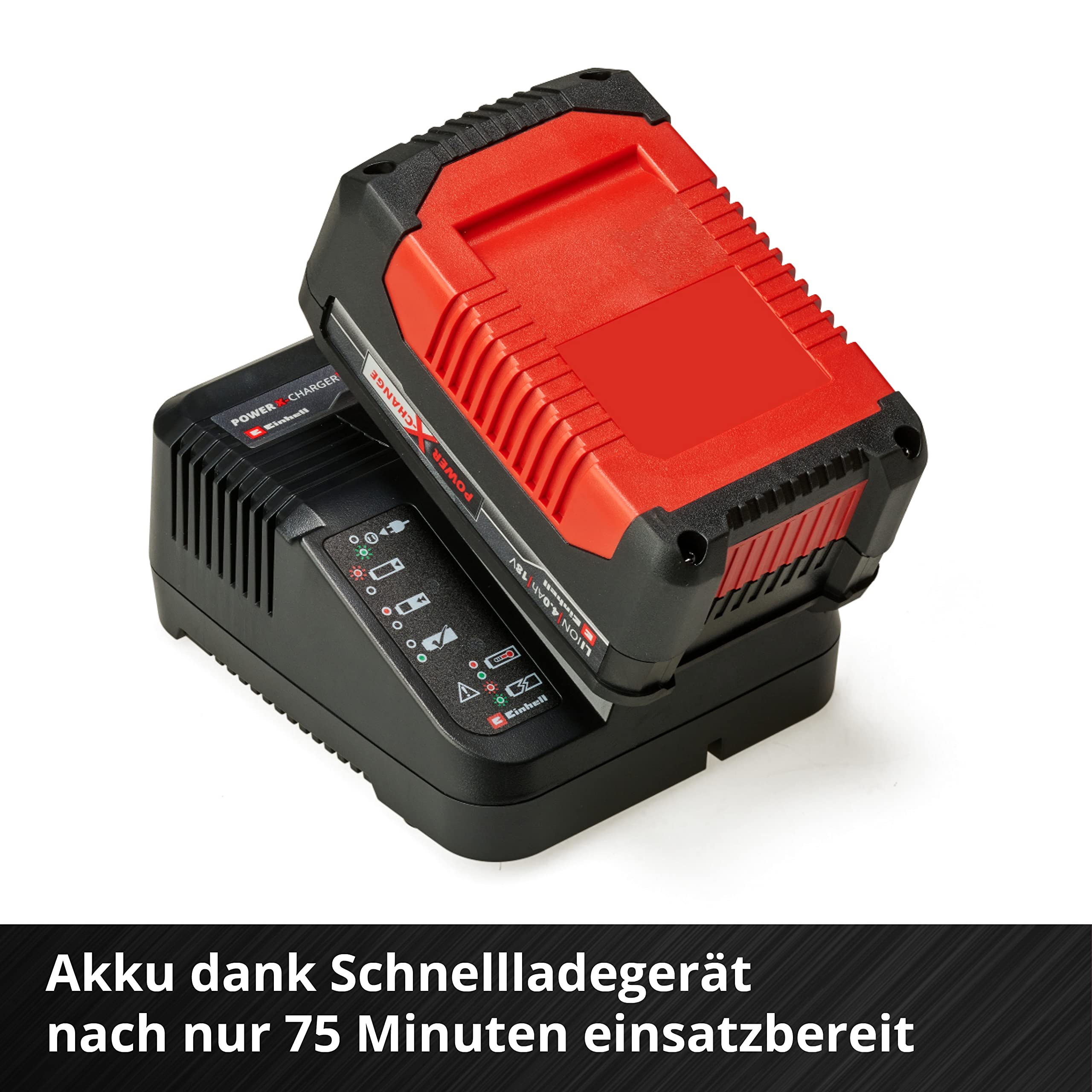 Original Einhell Starter Kit 4,0 Ah Akku und Ladegerät Power X-Change (Li-Ion, 18 V, 75 min Ladezeit, passend für alle Power X-Change Geräte) 1er Pack