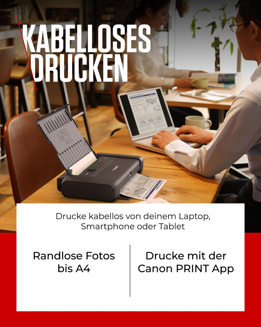 Canon MAXIFY BX110 Mobiler Drucker – WLAN-Drucker mit wiederaufladbarem Akku, druckt bis A4 | Perfekt für Home-Office & unterwegs! Drucke kabellos von Laptop, PC, Smartphone Print App