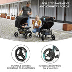 Kinderkraft GRANDE PLUS Kinderkraft buggy von Geburt bis 22 kg, Zusammenklappen mit einer Hand, Liegeposition, großes Verdeck mit Fenster, alle 4 Räder gedämpft, geräumige Sitz, Schwarz