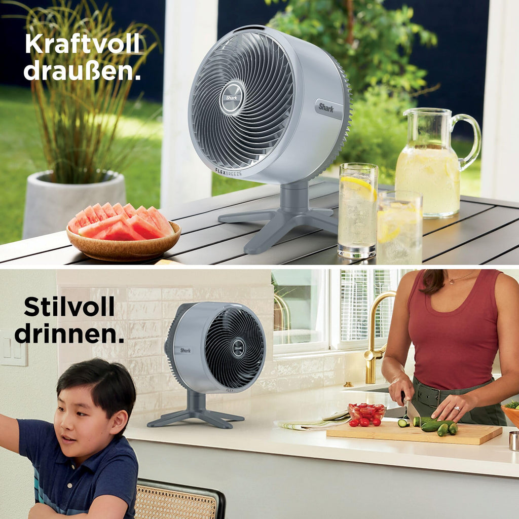Shark FlexBreeze TableMate Akku-Ventilator, innen & außen, ≤24h Laufzeit, Hochgeschwindigkeits-Kühlung, 20 m Reichweite, leise & langlebig, 5 Geschwindigkeiten, Oszillation, Fernbedienung FA150EU