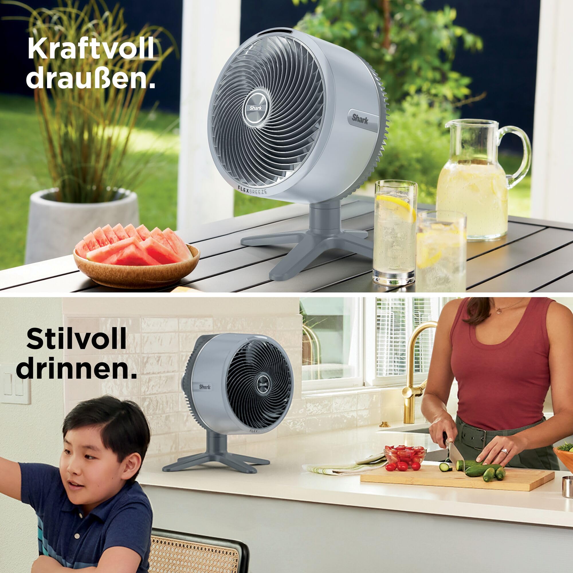 Shark FlexBreeze TableMate Akku-Ventilator, innen & außen, ≤24h Laufzeit, Hochgeschwindigkeits-Kühlung, 20 m Reichweite, leise & langlebig, 5 Geschwindigkeiten, Oszillation, Fernbedienung FA150EU