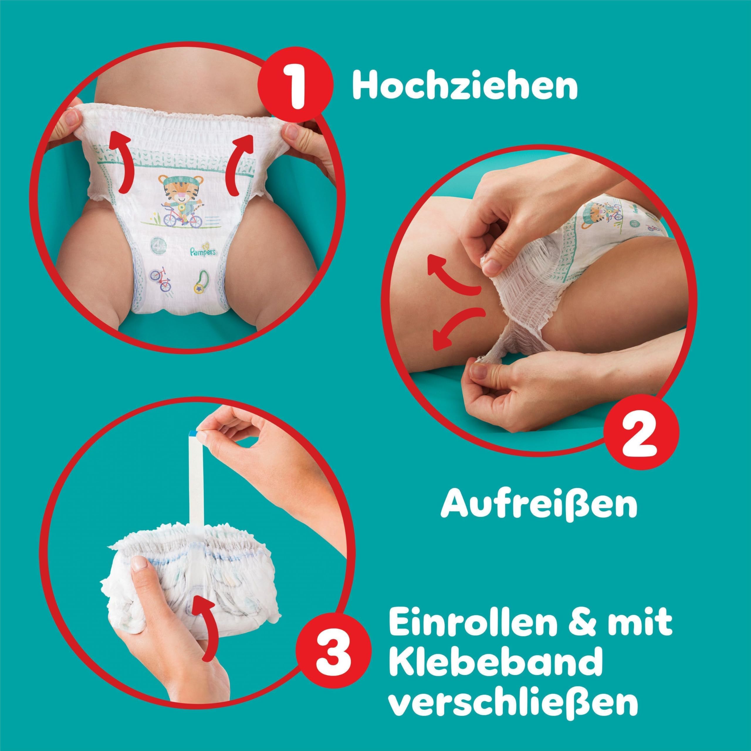 Pampers Baby-Dry Pants Größe 4, 180 Windeln, 9kg-15kg, 360 Grad Celsius Passform hilft, Auslaufen zu verhindern