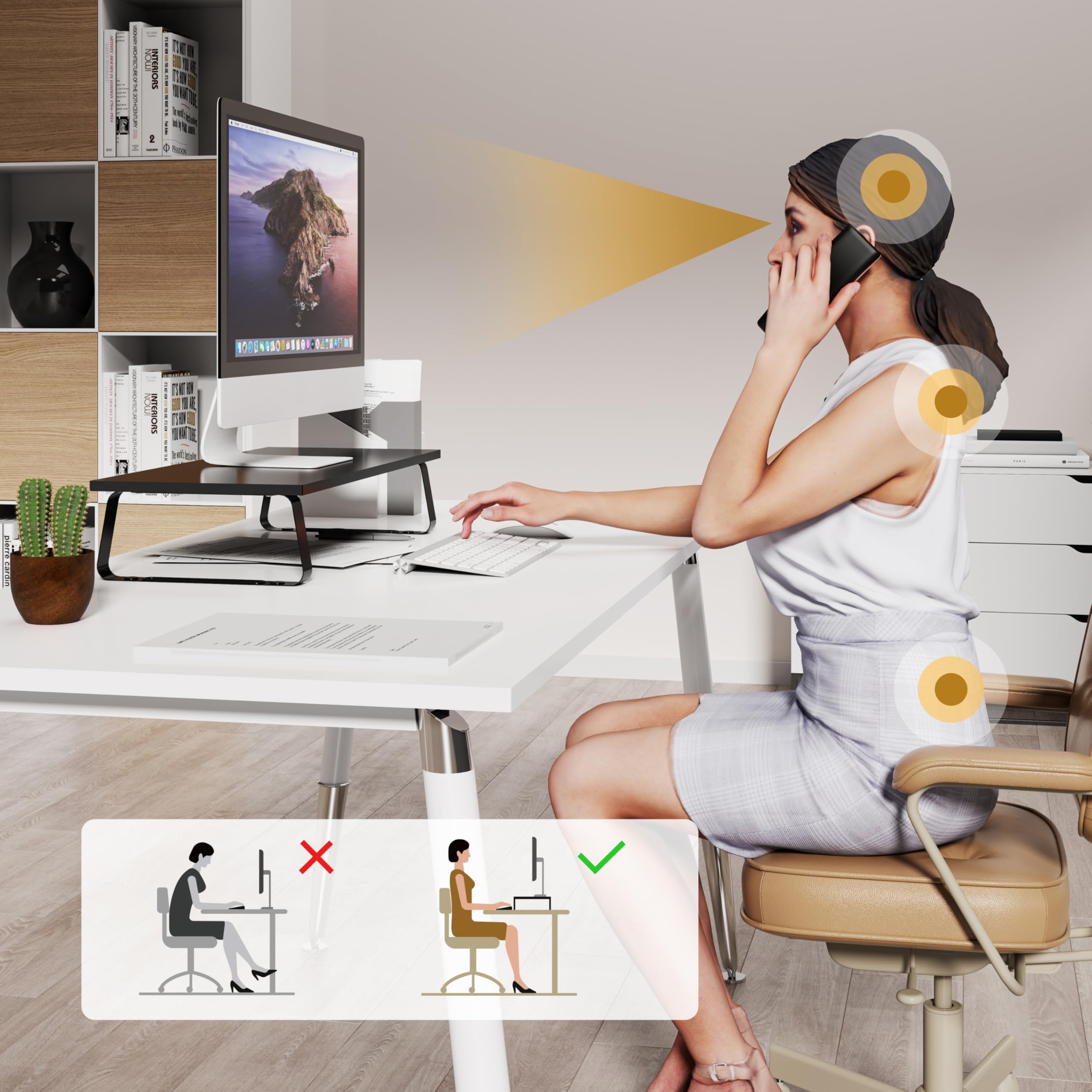 RICOO Monitor Schreibtischaufsatz Schreibtisch Aufsatzregal Ständer für Computermonitore FS0111 Monitorständer 60 x 26 x 12 cm Bildschirmerhöhung Bildschirmständer Lapdesk Laptop Tisch Laptoptisch