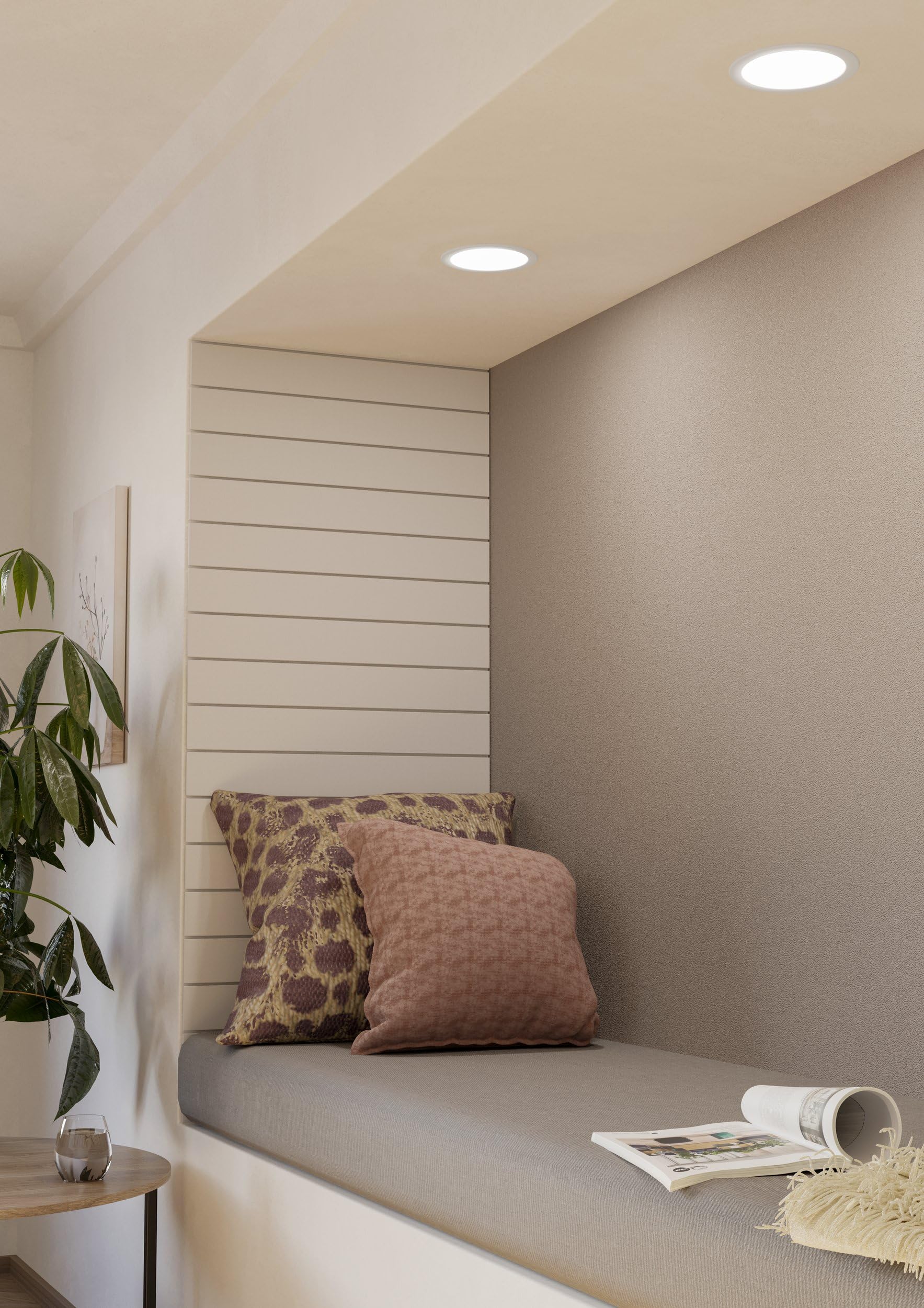 EGLO LED Einbaustrahler Fueva 5, Ø 16,6 cm, Spot aus Stahl und einer Kunststoff Leuchtfläche, Einbauleuchte in Weiß, Einbauspot flach, geringe Einbautiefe 26 mm, warmweiß